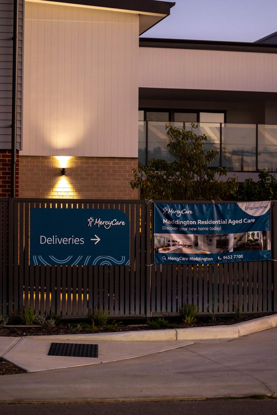 Vertical aluminium slat fencing at Mercy Care Maddington