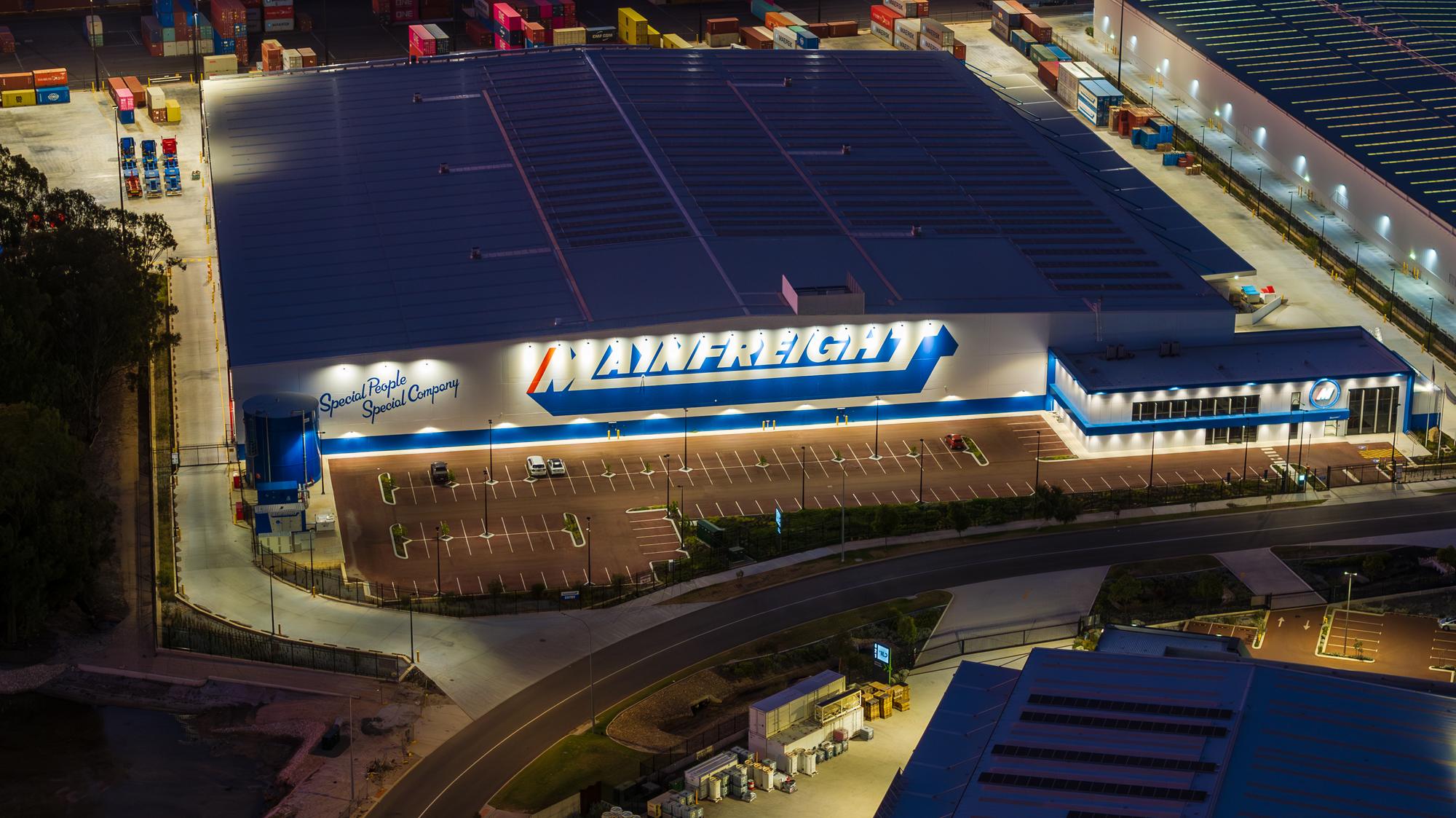 Aerial view of a distribution centre with perimeter security fencing